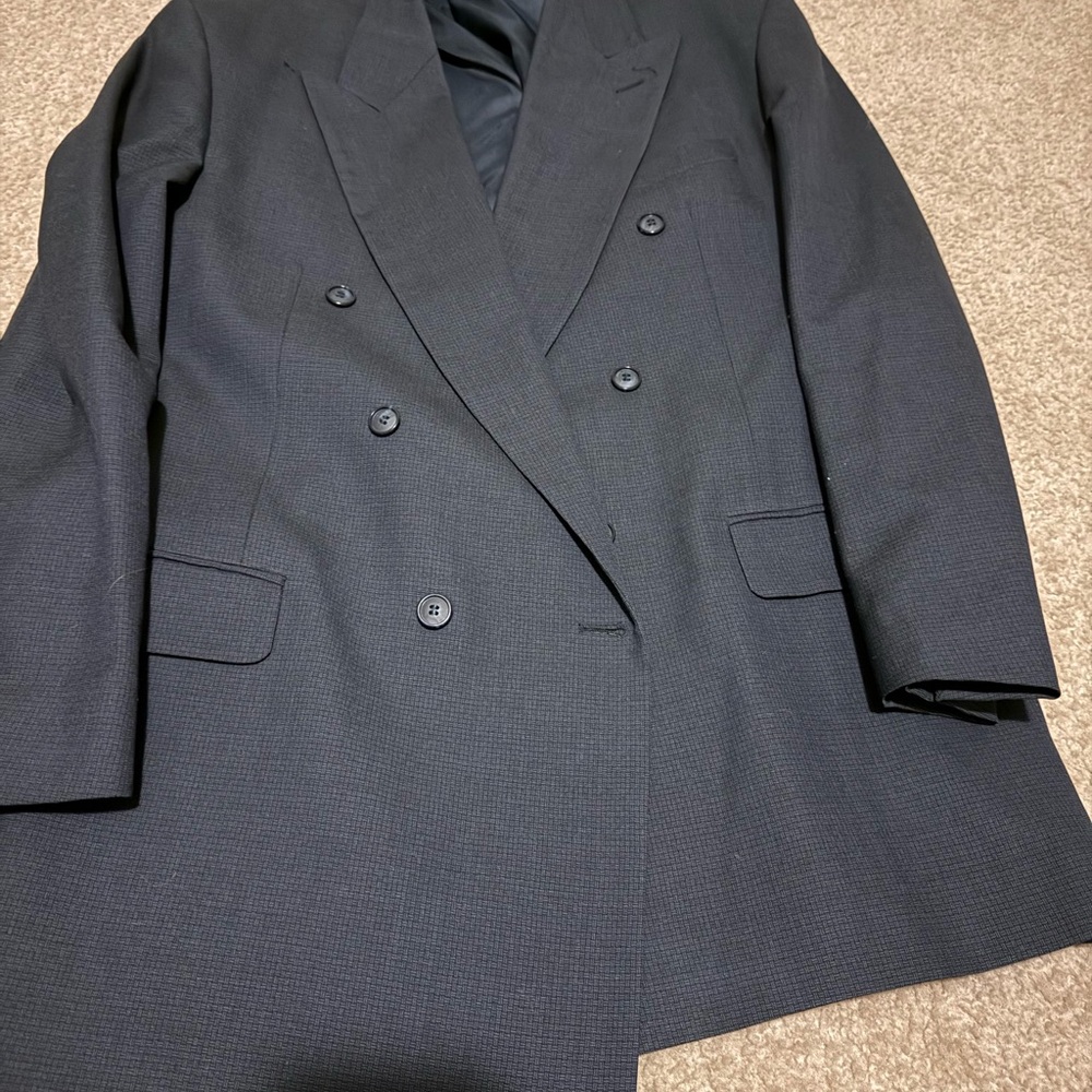 Classic Charcoal Double-Breasted Men's Blazer